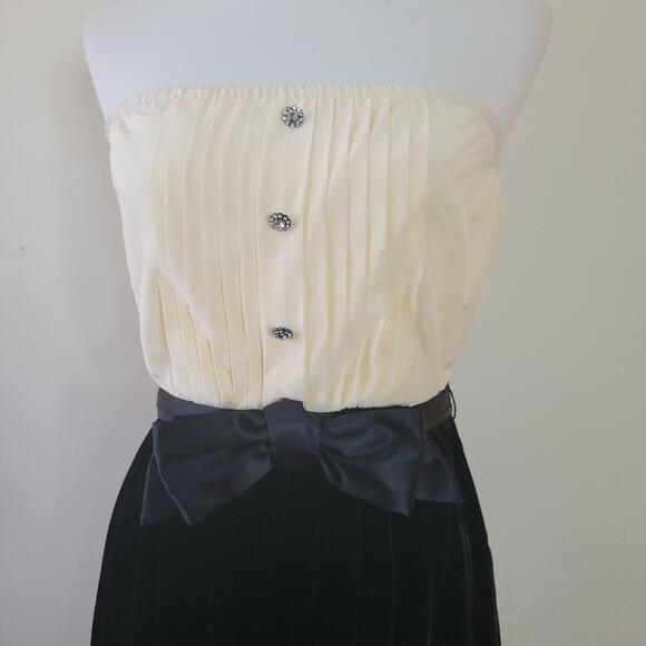 Juicy Couture Tuxedo Strapless Pleated Silk Velvet Dress y2k size 6 - Picture 4 of 9
